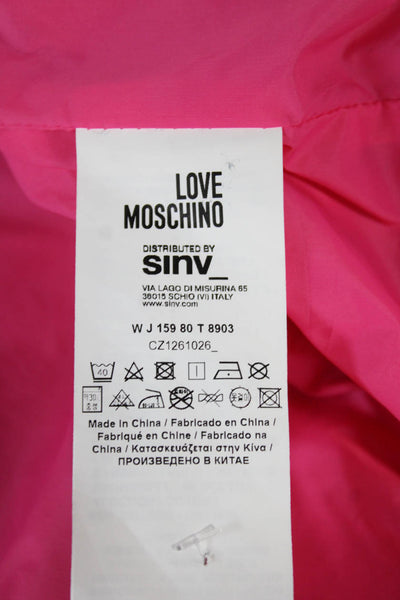 Love Moschino Women Windbreaker Pink Cotton Blend Button Long Sleeve Size 4