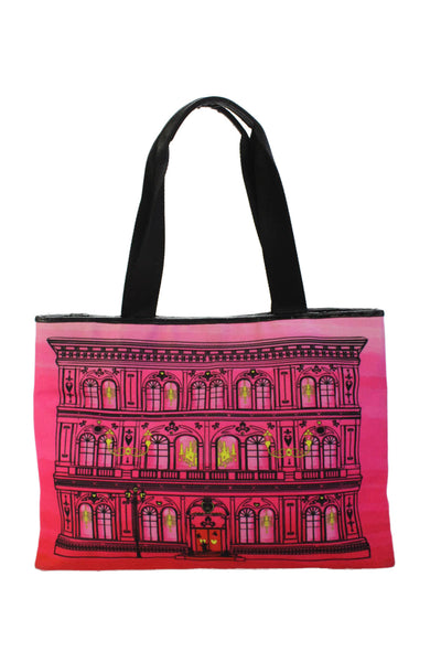Love Moschino Womens Mansion Motif Tote Shoulder Handbag Pink Black