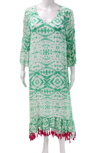 Ruby Yaya Women Multicolor Viscose V Neck Tie Dye Maxi Dress 3/4 Sleeve Size XS