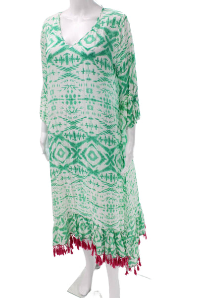 Ruby Yaya Women Multicolor Viscose V Neck Tie Dye Maxi Dress 3/4 Sleeve Size XS