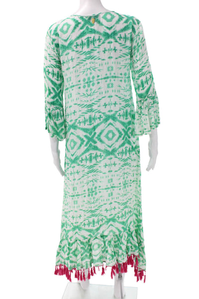 Ruby Yaya Women Multicolor Viscose V Neck Tie Dye Maxi Dress 3/4 Sleeve Size XS