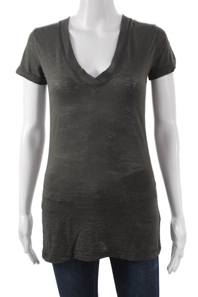 Nation LTD Womens Basic V-Neck Short Sleeve Modal Blend T-Shirt Gray Size 3