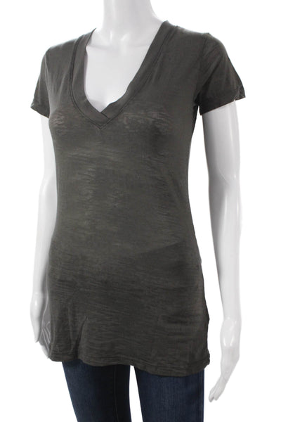 Nation LTD Womens Basic V-Neck Short Sleeve Modal Blend T-Shirt Gray Size 3