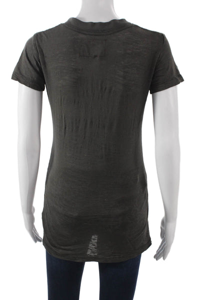 Nation LTD Womens Basic V-Neck Short Sleeve Modal Blend T-Shirt Gray Size 3