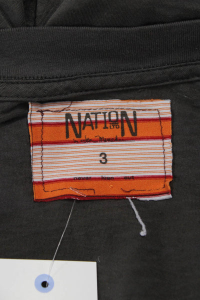 Nation LTD Womens Basic V-Neck Short Sleeve Modal Blend T-Shirt Gray Size 3