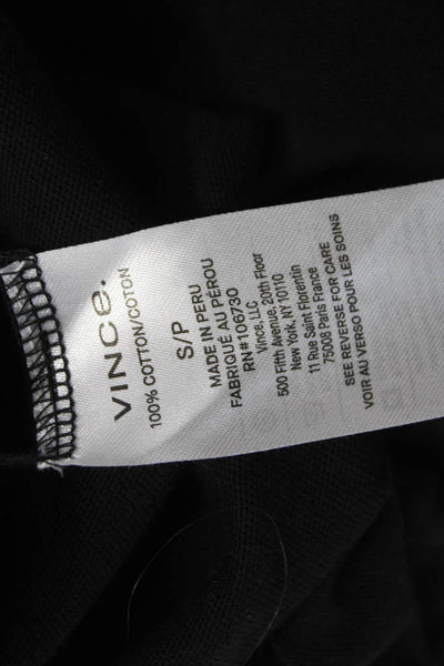 Vince Womens Basic Mock Neck Long Sleeve Cotton T-Shirt Black Size S