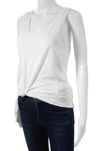 Monrow Women Basic White Scoop Neck Sleeveless Tank Size M
