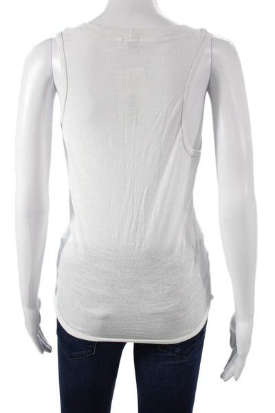 Monrow Women Basic White Scoop Neck Sleeveless Tank Size M