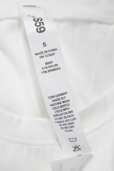 Splits 59 Womens Basic White Long Sleeve Crew Neck T-Shirt Nylon Spandex Size S