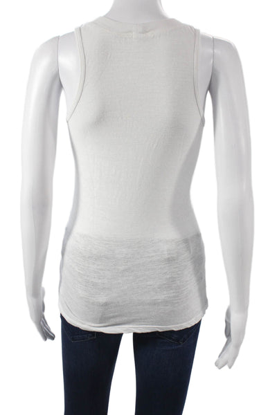 Monrow Women White Scoop Neck Basic Tank Sleeveless Size S