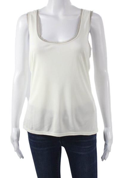 Giorgio Armani Women Ivory Scoop Neck Sleeveless Basic Tank Viscose Size 14