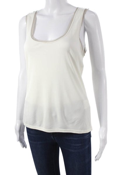 Giorgio Armani Women Ivory Scoop Neck Sleeveless Basic Tank Viscose Size 14