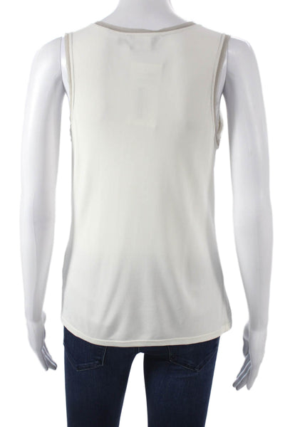 Giorgio Armani Women Ivory Scoop Neck Sleeveless Basic Tank Viscose Size 14