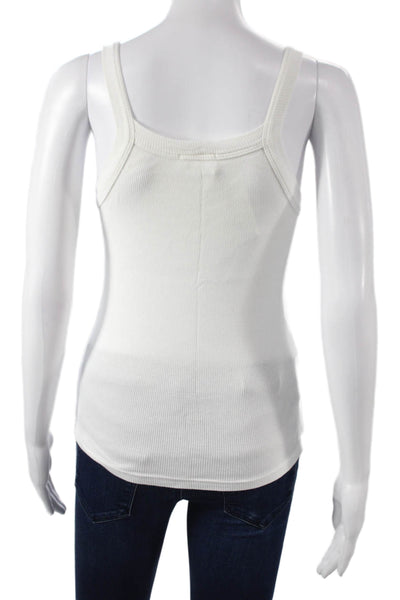 LNA Women Basic White Cotton Scoop Neck Sleeveless Tank Size S
