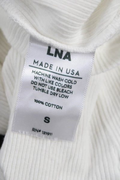 LNA Women Basic White Cotton Scoop Neck Sleeveless Tank Size S