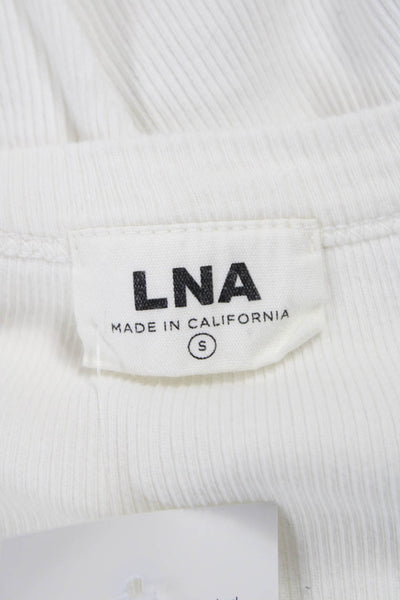 LNA Women Basic White Cotton Scoop Neck Sleeveless Tank Size S