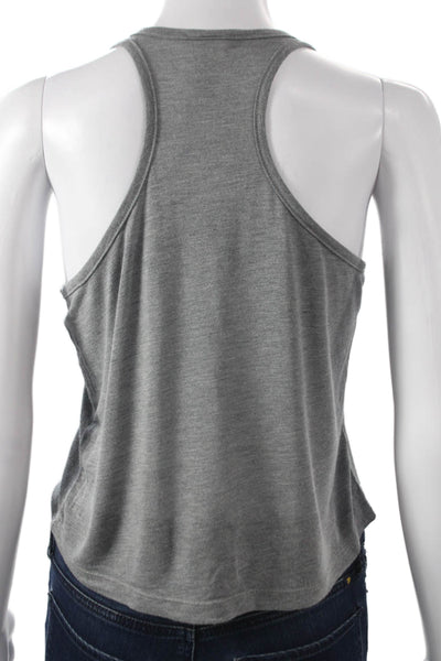 Phat Buddha Women Gray Scoop Neck Basic Tank Sleeveless Polyester Size S