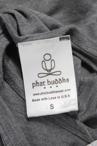 Phat Buddha Women Gray Scoop Neck Basic Tank Sleeveless Polyester Size S
