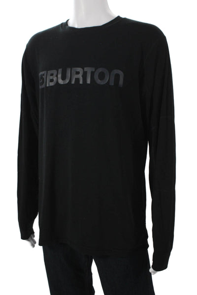 Burton Mens Long Sleeve Crew Neck Polyester T-Shirt Black Logo Size L