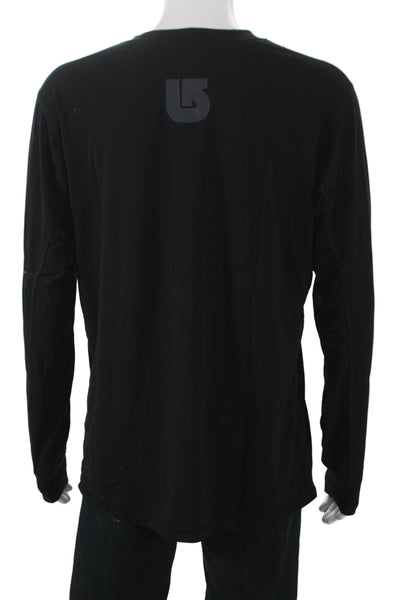 Burton Mens Long Sleeve Crew Neck Polyester T-Shirt Black Logo Size L