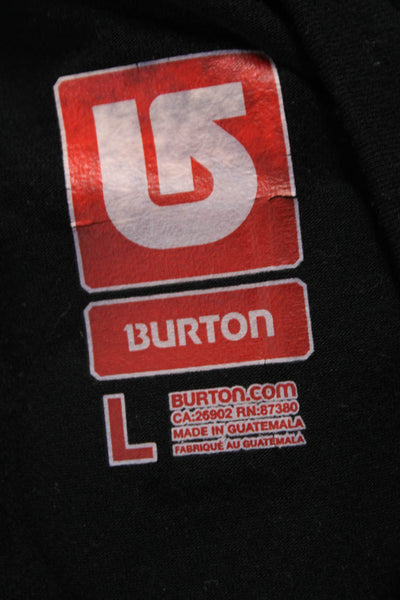 Burton Mens Long Sleeve Crew Neck Polyester T-Shirt Black Logo Size L
