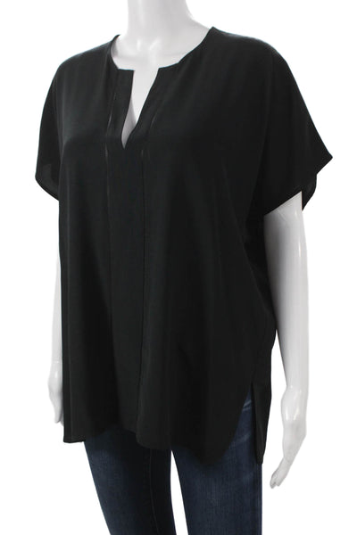Vince Womens Tunic Black Silk V-Neck Sleeveless Size M