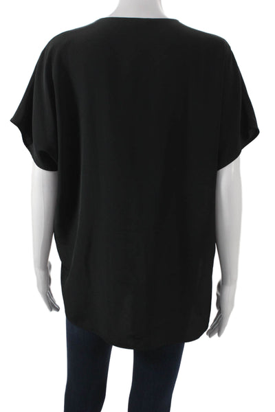 Vince Womens Tunic Black Silk V-Neck Sleeveless Size M