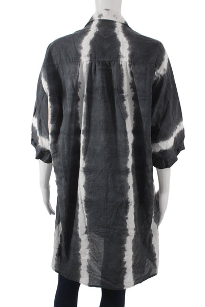 Cali Dreaming Womens Tunic Striped Multicolor Cotton Blend Short Sleeve Size L