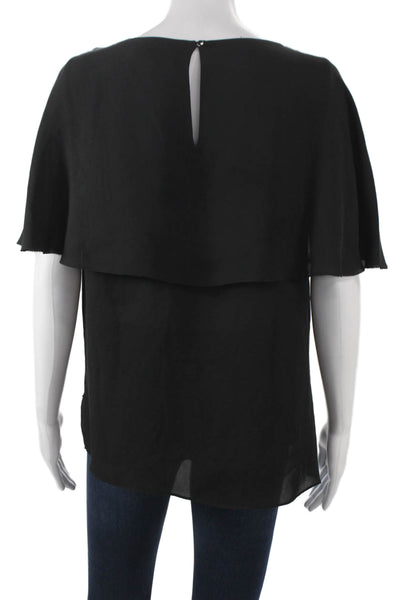 Halston Womens Basic Silk Boat Neck Sleeveless Blouse Black Size 12
