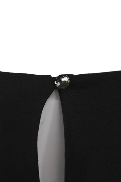 Halston Womens Basic Silk Boat Neck Sleeveless Blouse Black Size 12