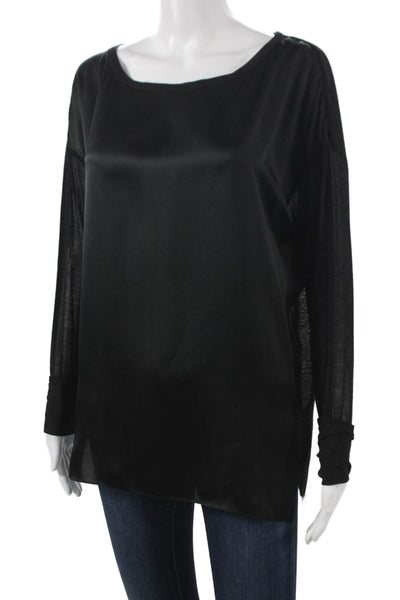 Vince Womens Black Modal Blend Scoop Neck Long Sleeve Tunic Blouse Size M