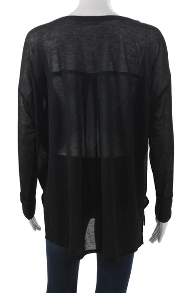 Vince Womens Black Modal Blend Scoop Neck Long Sleeve Tunic Blouse Size M