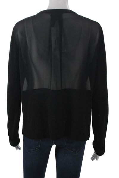 Halston Womens Black Viscose Cardigan Long Sleeve Round Neck Size L