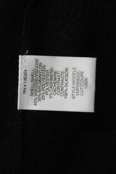 Halston Womens Black Viscose Cardigan Long Sleeve Round Neck Size L