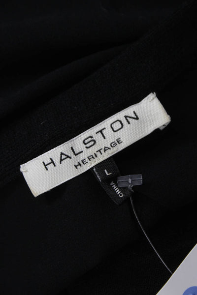 Halston Womens Black Viscose Cardigan Long Sleeve Round Neck Size L