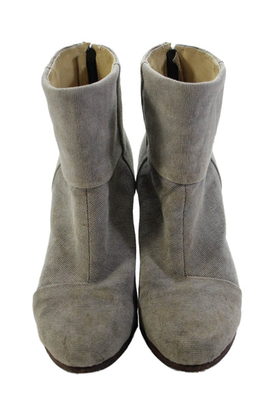 Rag & Bone Womens Back Zip Block Heel Canvas Booties Gray Brown Size 39