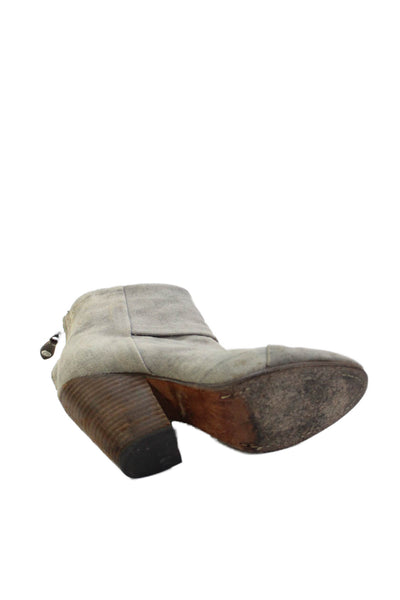 Rag & Bone Womens Back Zip Block Heel Canvas Booties Gray Brown Size 39