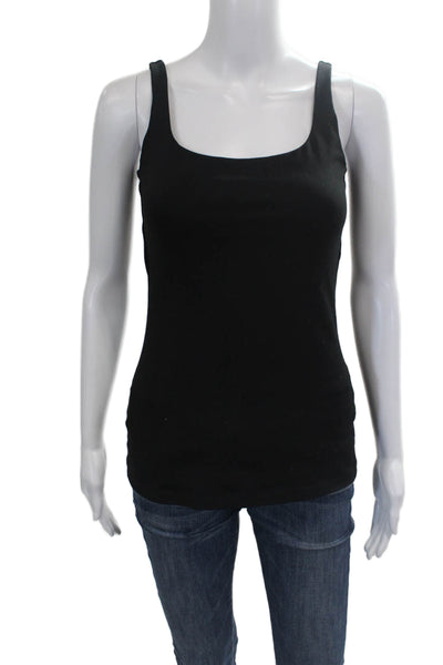 Susana Monaco Women Black Scoop Neck Sleeveless Basic Tank Size S