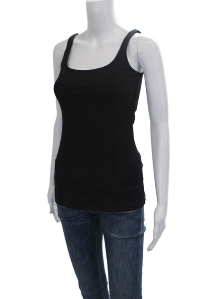 Susana Monaco Women Black Scoop Neck Sleeveless Basic Tank Size S