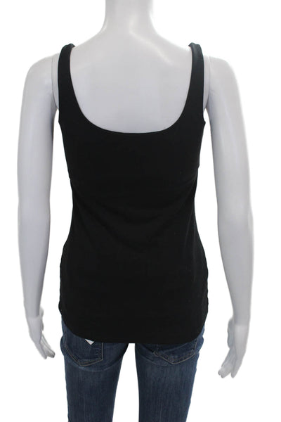 Susana Monaco Women Black Scoop Neck Sleeveless Basic Tank Size S