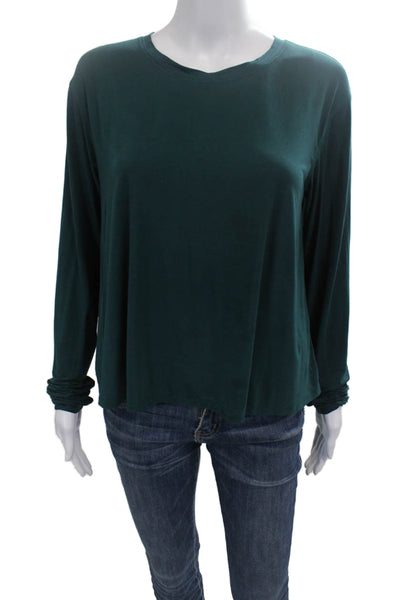 Lululemon Women Basic T-Shirt Long Sleeve Crew Neck Green Modal Size 4