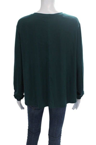 Lululemon Women Basic T-Shirt Long Sleeve Crew Neck Green Modal Size 4