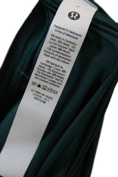 Lululemon Women Basic T-Shirt Long Sleeve Crew Neck Green Modal Size 4