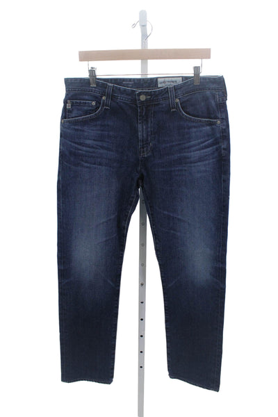 AG Adriano Goldschmied Mens Straight Blue Jeans Button Fly Cotton Blend Size 33