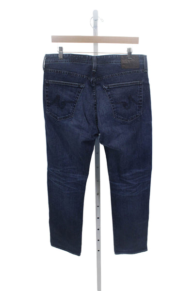 AG Adriano Goldschmied Mens Straight Blue Jeans Button Fly Cotton Blend Size 33