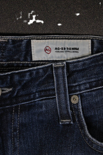 AG Adriano Goldschmied Mens Straight Blue Jeans Button Fly Cotton Blend Size 33