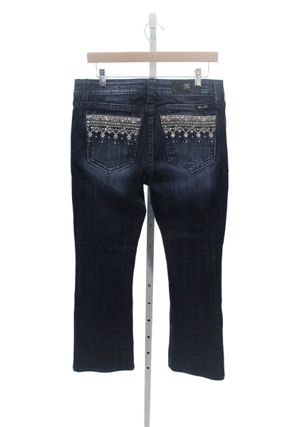 Miss Me Women Bootcut Jeans Blue Mid Rise Button Fly 32 Inseam Size 30