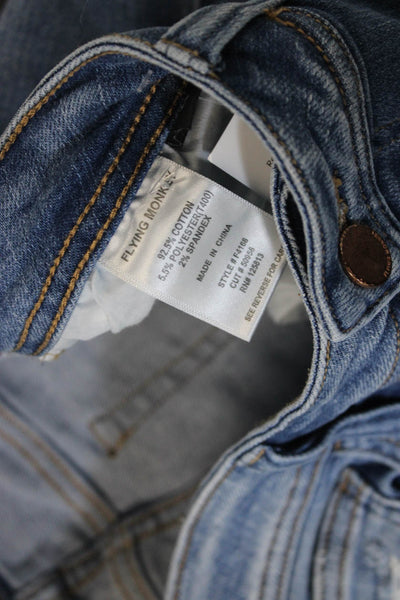 Flying Monkey Womens Skinny Blue Cotton Jeans Mid Rise Inseam 27 Size 28
