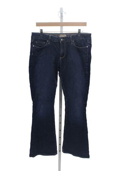 Paige Womens Bootcut Jeans Blue Mid Rise Button Size 30