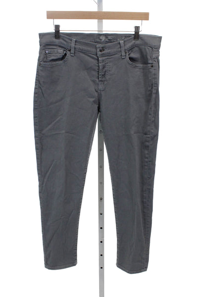 7 For All Mankind Womens Skinny Gray Jeans Cotton Inseam 32 Size 30